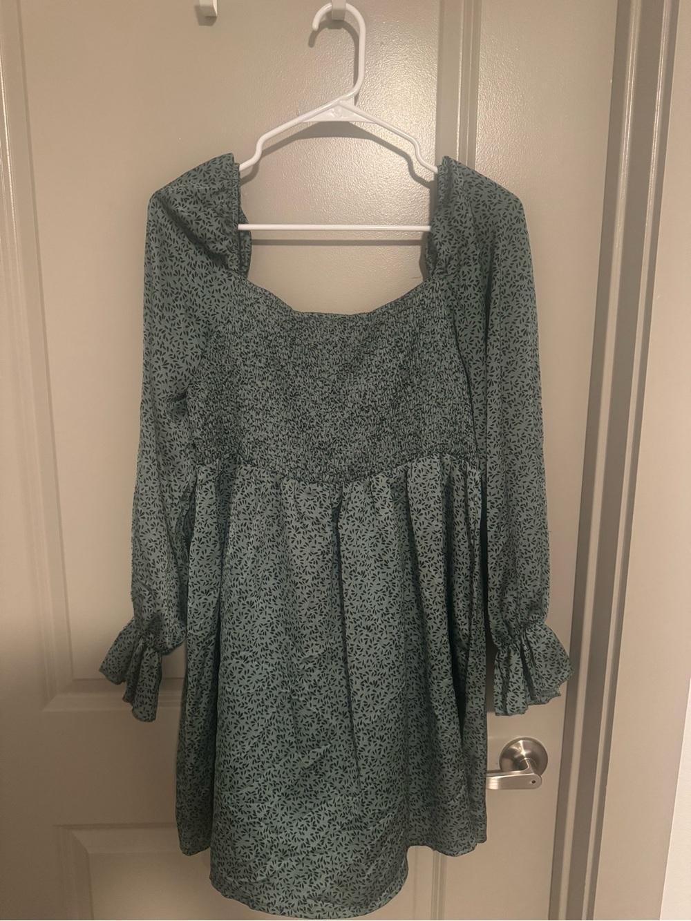 Missguided Sage Green Micro-Print Babydoll Top